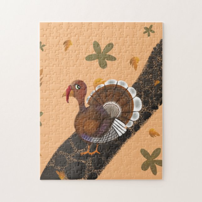 Turkey trotting down stone path with flowers jigsaw puzzle (Vertical)