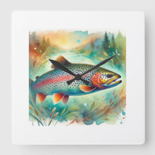 Turkey Trout 131024AREF119 - Watercolor Square Wall Clock