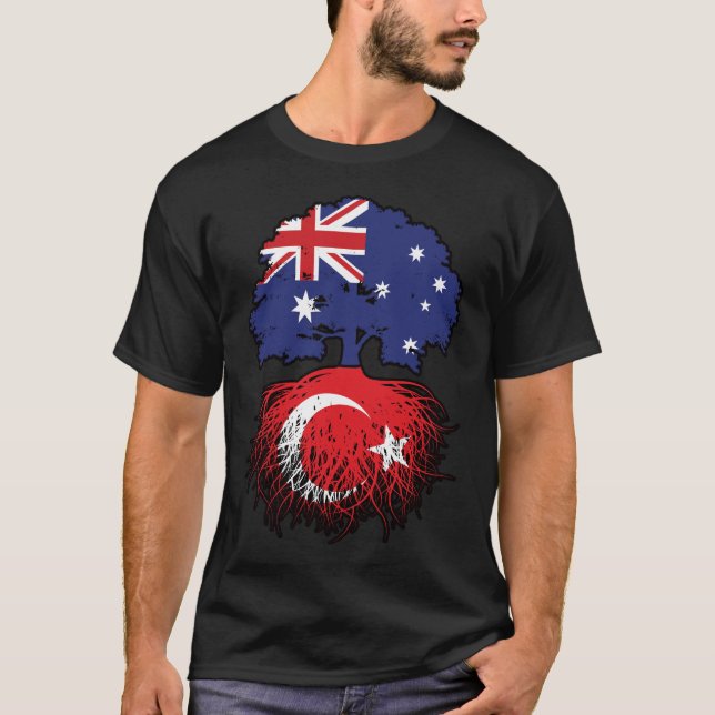 Turkey Turkish Australian Australia Tree Roots T-Shirt (Front)