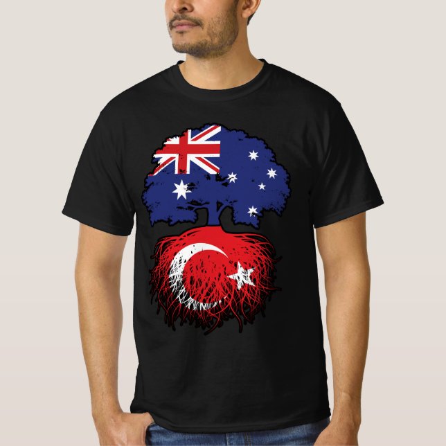 Turkey Turkish Australian Australia Tree Roots T-Shirt (Front)