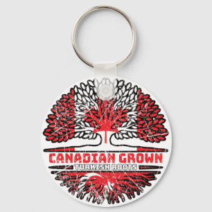 Turkey Turkish Canadian Canada Tree Roots Flag Key Ring