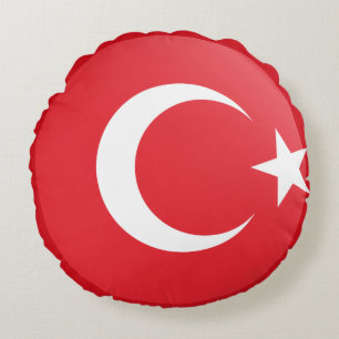 Turkey (Turkish) Flag Round Cushion