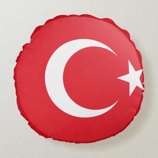 Turkey (Turkish) Flag Round Cushion (Front)