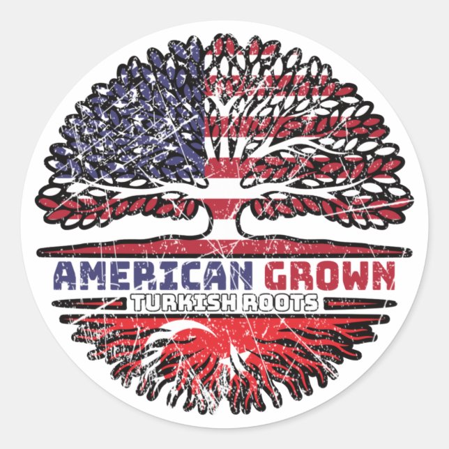 Turkey Turkish US American USA United States Tree Classic Round Sticker (Front)