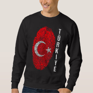 Turkey Turkiye National Flag Fingerprint Bayragi H Sweatshirt