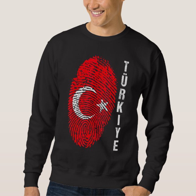 Turkey Turkiye National Flag Fingerprint Bayragi H Sweatshirt (Front)