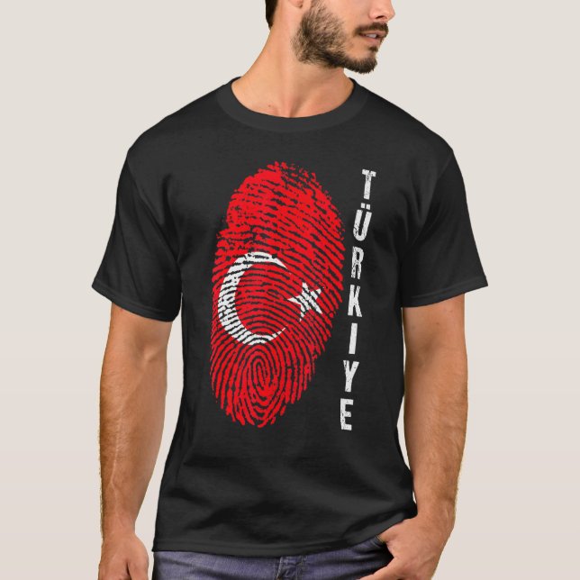 Turkey Turkiye National Flag Fingerprint Bayragi H T-Shirt (Front)