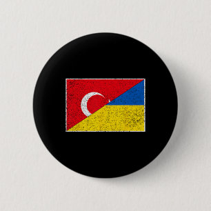 Turkey Ukraine Flag Turkiye Turkish Ukrainian Nati 6 Cm Round Badge