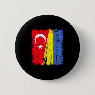 Turkey Ukraine Half Flag Turkish Ukrainian Heritag 6 Cm Round Badge