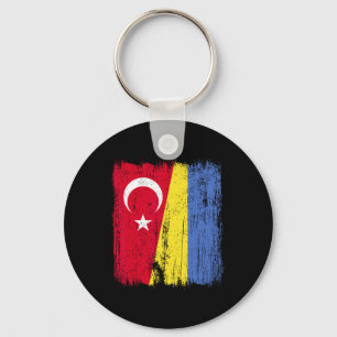 Turkey Ukraine Half Flag Turkish Ukrainian Heritag Key Ring
