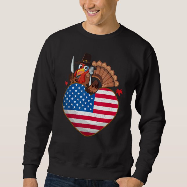 Turkey USA Flag Thanks Giving American  Thanksgivi Sweatshirt (Front)