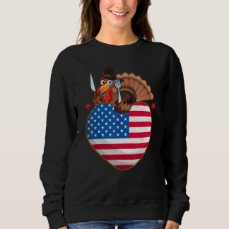 Turkey USA Flag Thanks Giving American  Thanksgivi Sweatshirt