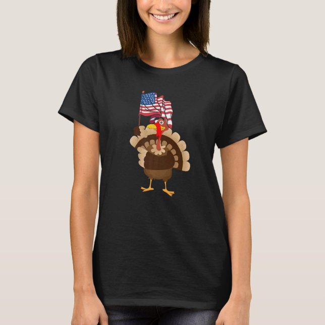 Turkey USA Flag Thanks Giving American  Thanksgivi T-Shirt (Front)