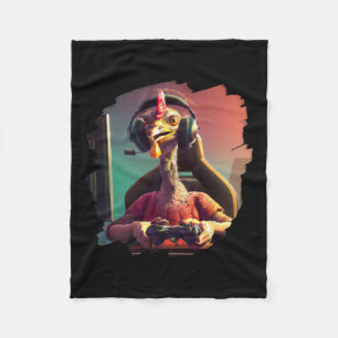 Turkey Video Game Gamer Thanksgiving Turkey Fleece Blanket
