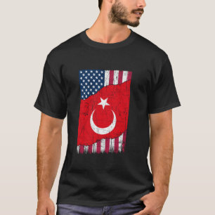 Turkey Vintage Patriotic Turkish American Flag T S T-Shirt
