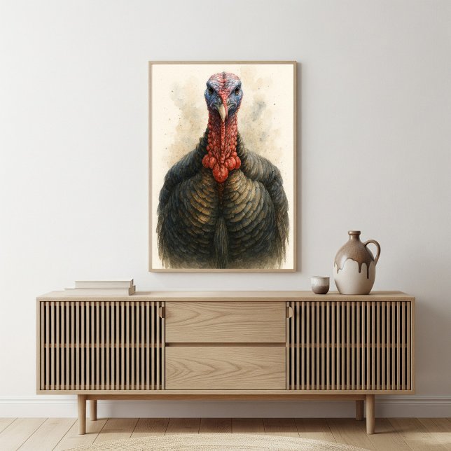 Turkey Watercolor Portrait Art Poster (Creator Uploaded)