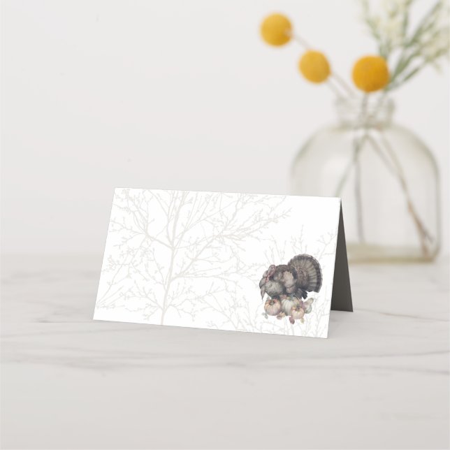 Turkey Watercolor Thanksgiving  Place Card (Front)