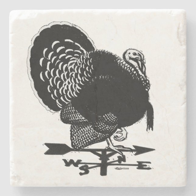 Turkey Weathervane Stone Coaster (Front)