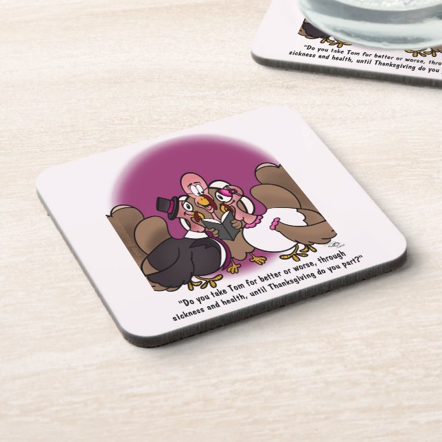 Turkey Wedding Hard Plastic Coaster (Left Side)