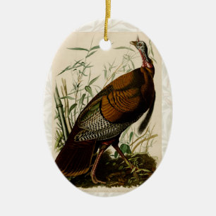 Turkey Wild Audubon Bird Painting Ceramic Tree Decoration