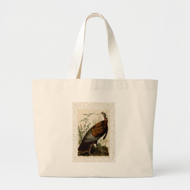 Turkey Wild Audubon Bird Painting Large Tote Bag (Front)
