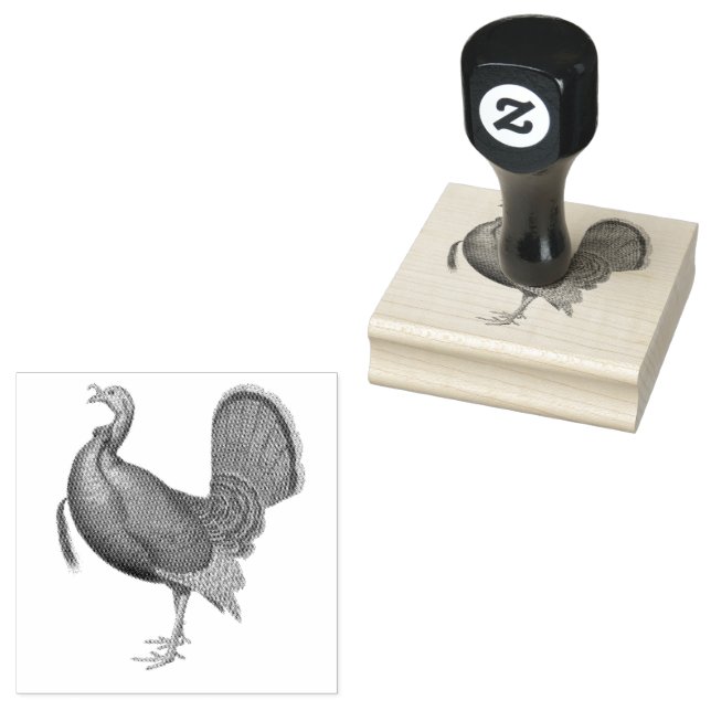Turkey  Wild Bird Vintage Ilustration  Rubber Stamp (Stamped)