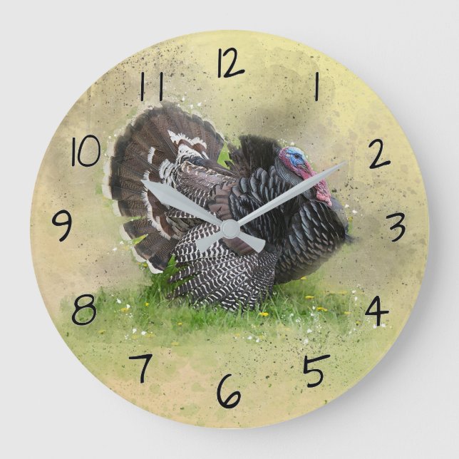 Turkey Wildlife Animal Art Large Clock (Front)