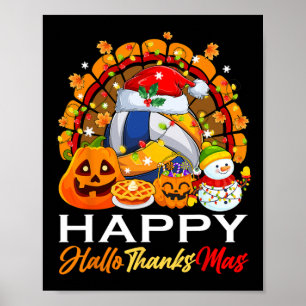 Turkey Witch Volleyball Ball Xmas Lights Hallothan Poster