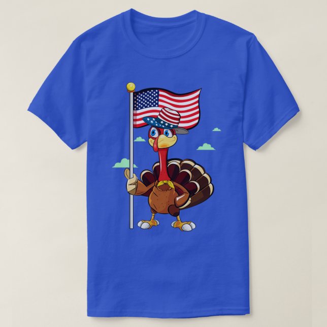 Turkey With American Flag 2 T-Shirt (Design Front)