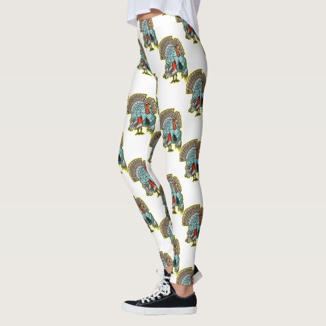 Turkey with an axe funny thanksgiving leggings (Left)