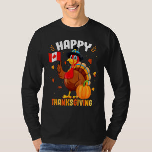 Turkey With Canada Flag Cool Canadian Thanksgiving T-Shirt