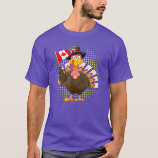Turkey With Canada Flag Cool Canadian Thanksgiving T-Shirt