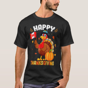 Turkey With Canada Flag Cool Canadian Thanksgiving T-Shirt