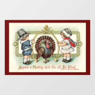 Turkey With Children Window Cling