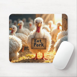 Turkey With "Eat Pork" Sign Mouse Pad
