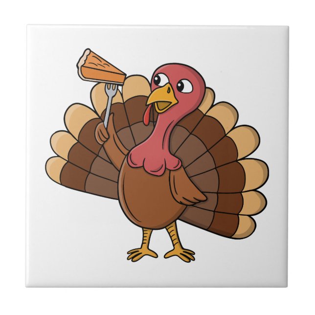Turkey With Pie Slice Ceramic Tile (Front)