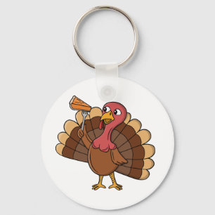 Turkey With Pie Slice Key Ring
