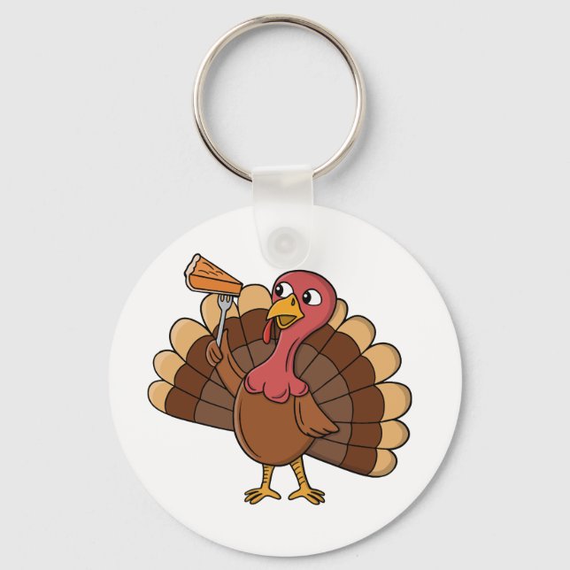 Turkey With Pie Slice Key Ring (Front)