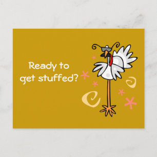 turkey with specs, Ready to get stuffed? Invitation Postcard
