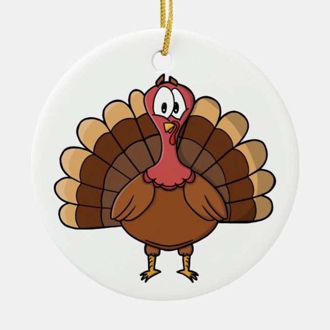 Turkey with Wide Tail Ceramic Ornament (Front)