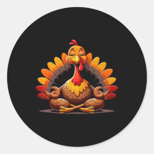 Turkey Yoga Thanksgiving Day Funny Meditating Nama Classic Round Sticker