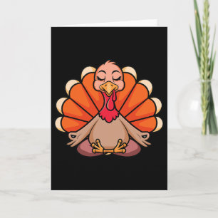 Turkey Yoga Thanksgiving Day Meditating Namaste Fa Card