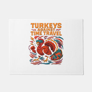 Turkeys Against Time Travel – Funny Retro Turkey D Doormat