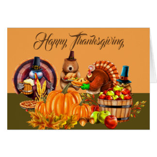 Turkeys and Bear Thanksgiving Bounty