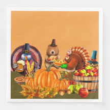 Turkeys and Bear Thanksgiving Bounty