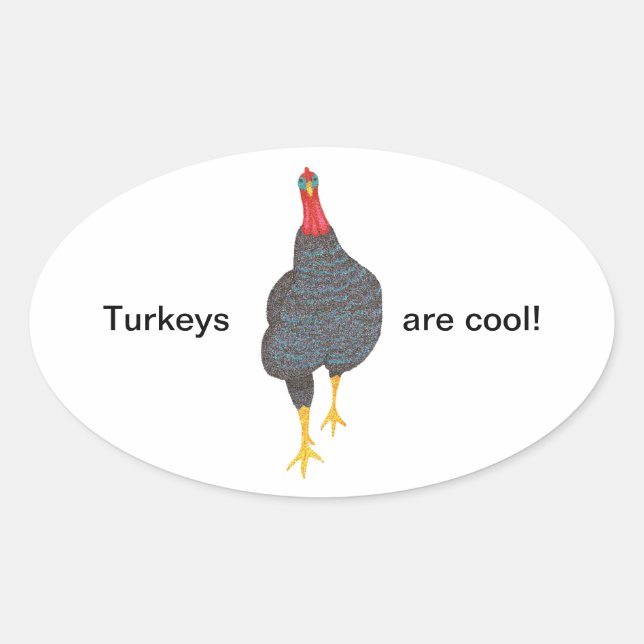 Turkeys are cool, pointillism Oval Stickers (Front)