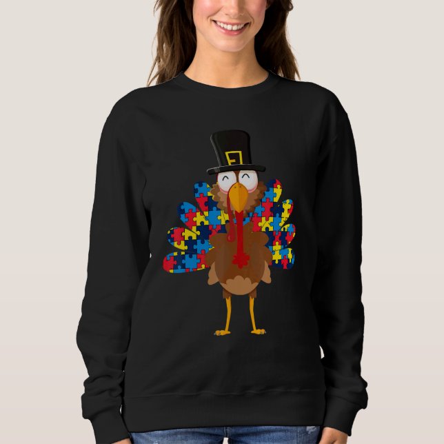 Turkeys Autism Thanksgiving Day   Boys Girls Sweatshirt (Front)