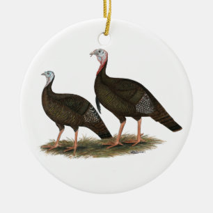 Turkeys Eastern Wild Pair Ceramic Tree Decoration