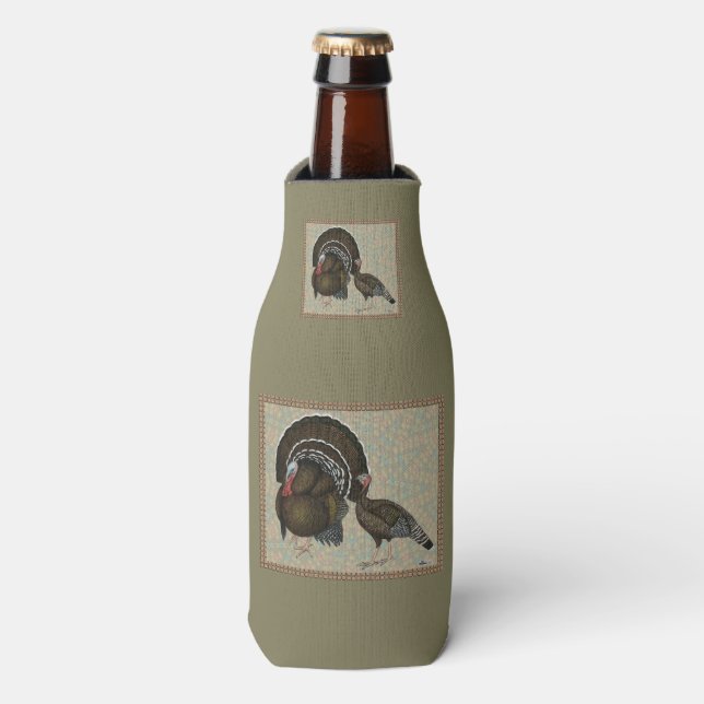 Turkeys Standard Bronze Portrait Bottle Cooler (Bottle Front)