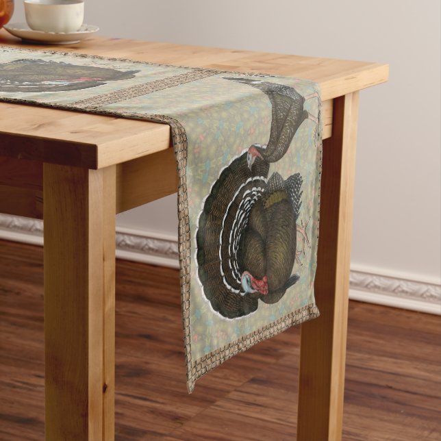 Turkeys Standard Bronze Portrait Short Table Runner (In Situ)